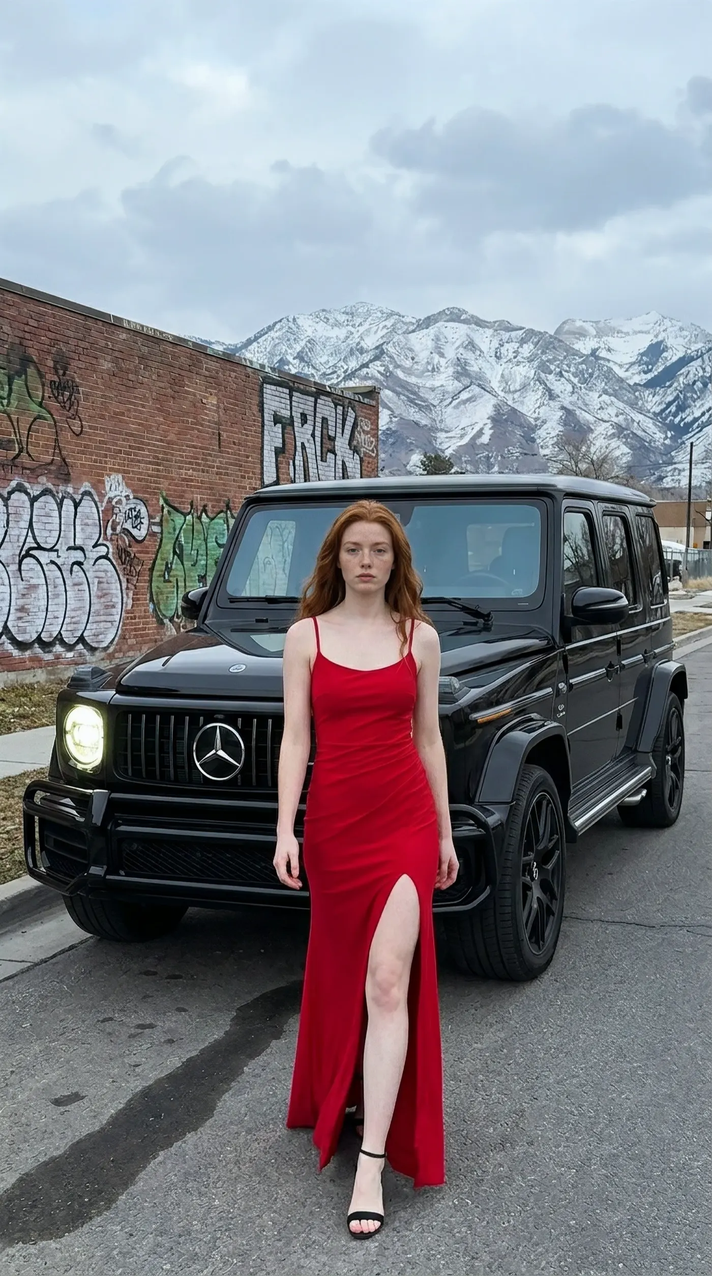 DIP STUDIO custom-trained AI brand ambassador — studio portrait, photorealistic identity