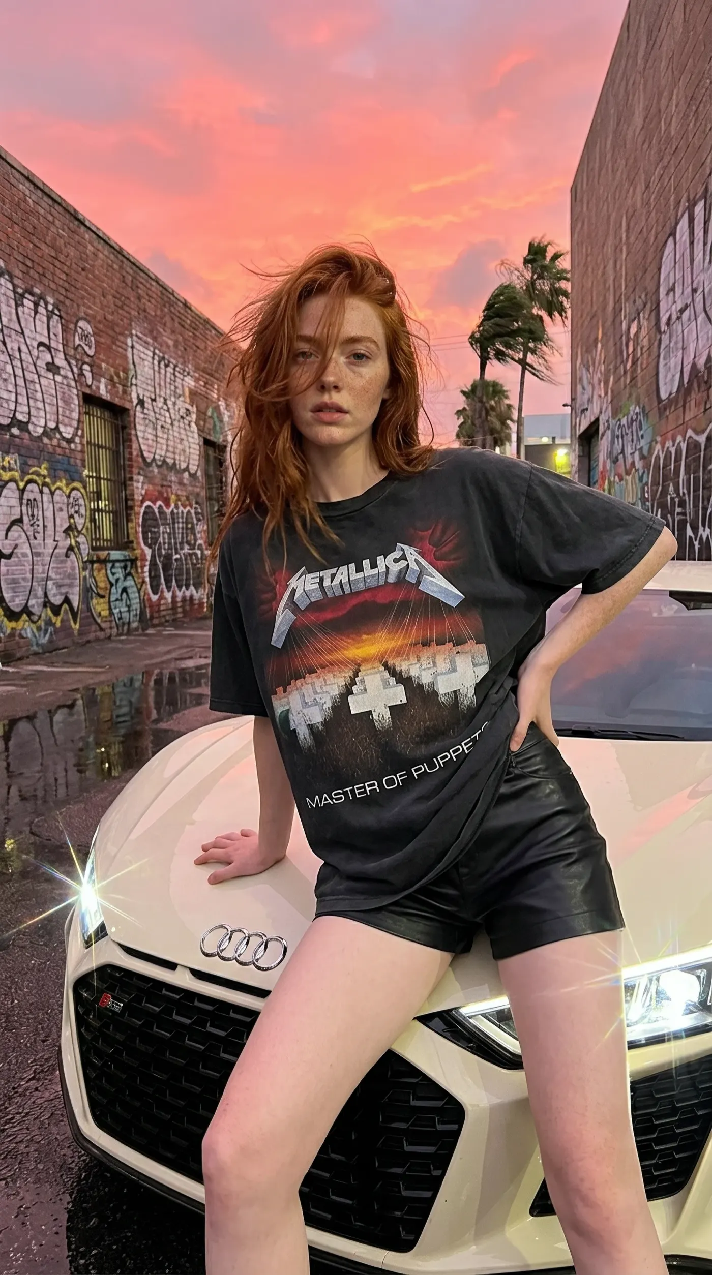 AI digital model in street style scene — urban editorial photography