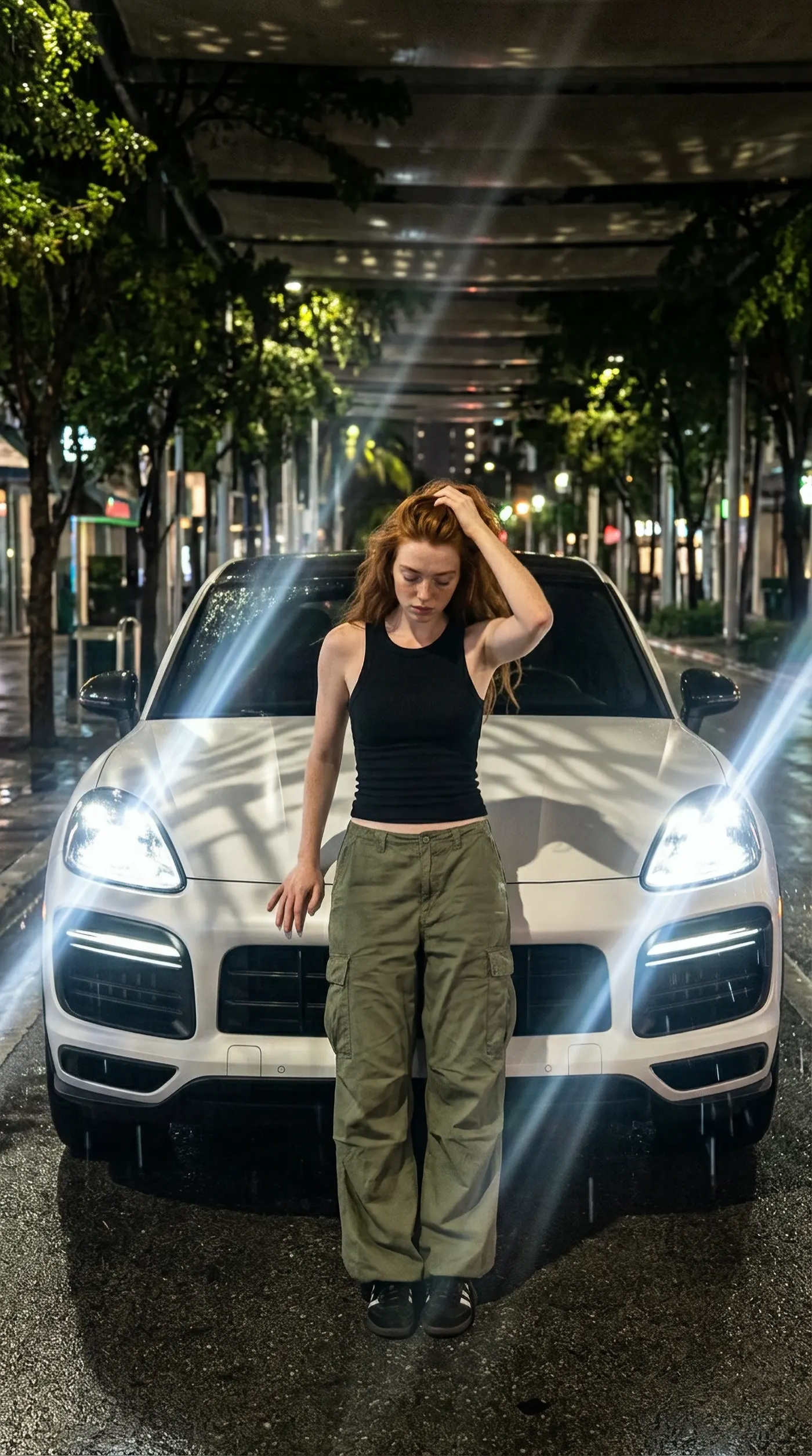 AI digital influencer in environmental portrait — atmospheric